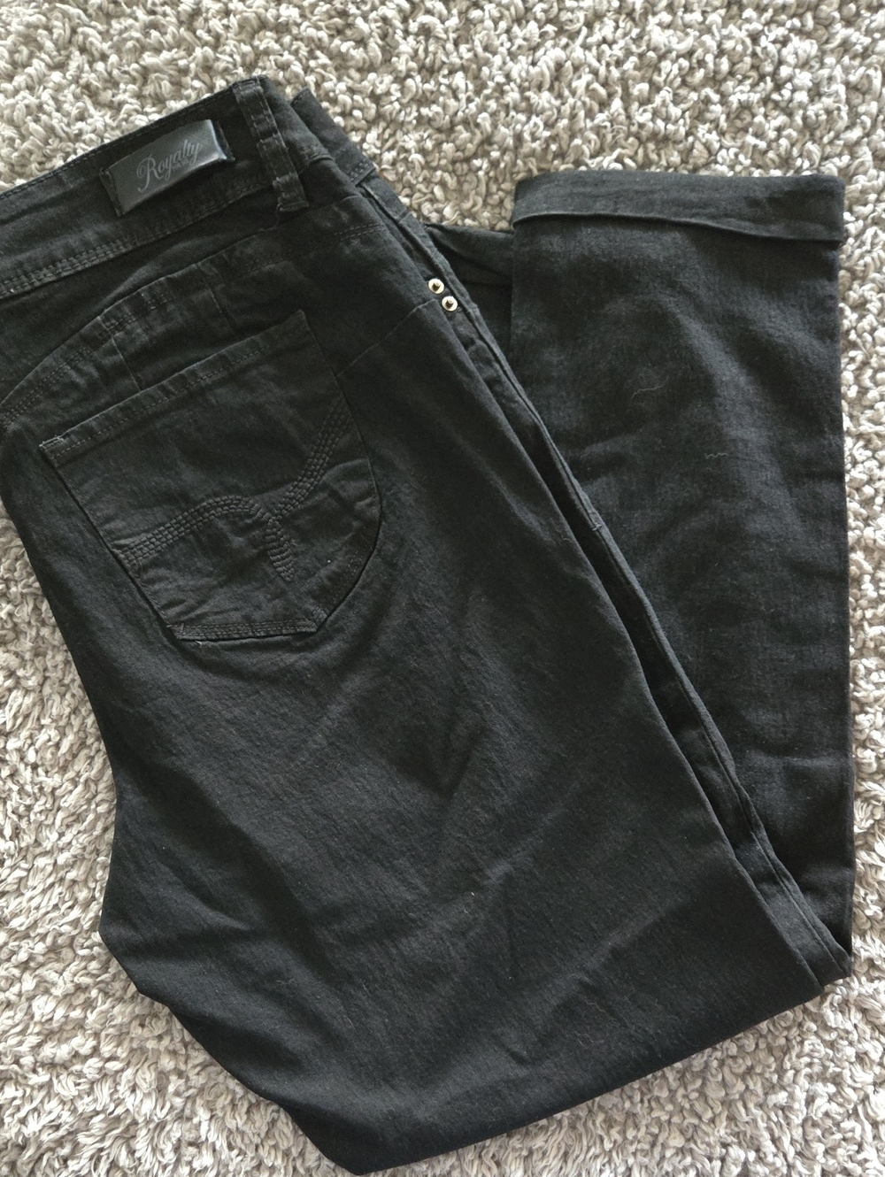 Royalty Women's Straight Ankle-length Leg Black Jeans With Cuffs-Size 12